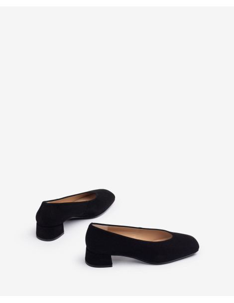 Escarpins en daim noir à bout carré-Escarpins-Chaussure femme Maroc