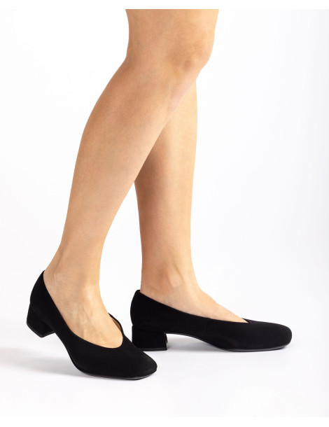 Escarpins en daim noir à bout carré-Escarpins-Chaussure femme Maroc