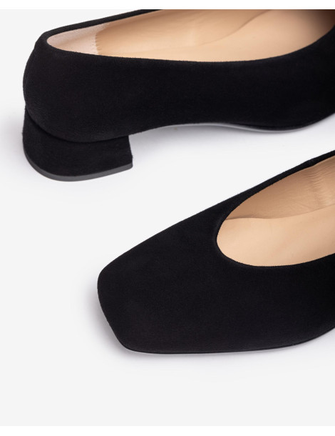Escarpins en daim noir à bout carré-Escarpins-Chaussure femme Maroc