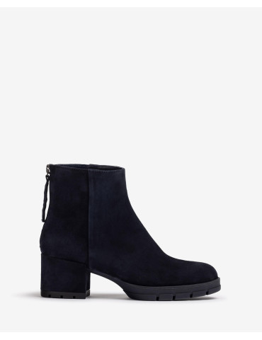 Bottines en daim bleu avec fermeture eclair arrière-Bottes et bottines-Chaussure femme Maroc