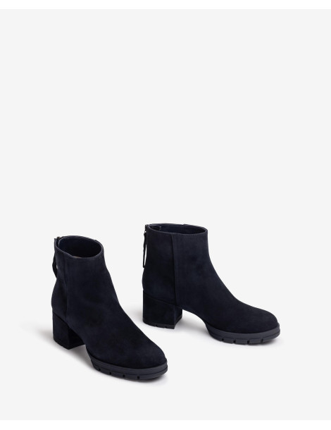 Bottines en daim bleu avec fermeture eclair arrière-Bottes et bottines-Chaussure femme Maroc