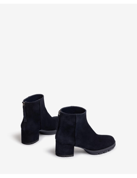 Bottines en daim bleu avec fermeture eclair arrière-Bottes et bottines-Chaussure femme Maroc