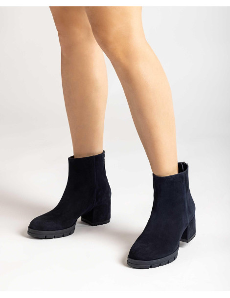 Bottines en daim bleu avec fermeture eclair arrière-Bottes et bottines-Chaussure femme Maroc