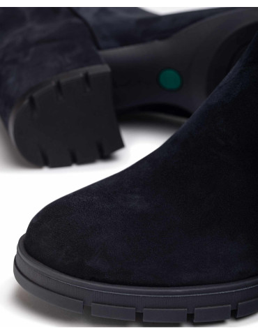 Bottines en daim bleu avec fermeture eclair arrière-Bottes et bottines-Chaussure femme Maroc