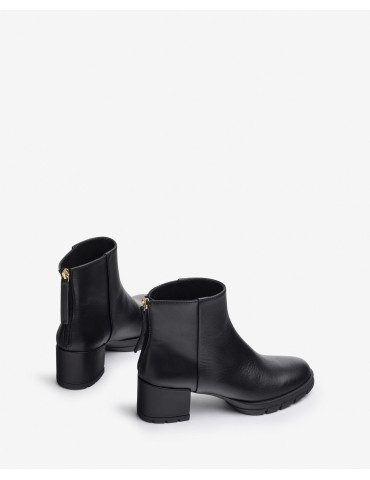 Bottines en cuir noir avec fermeture éclair arrière-Bottes et bottines-Chaussure femme Maroc