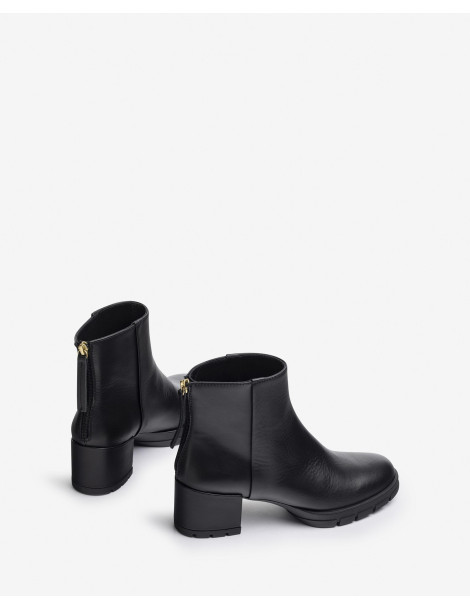 Bottines en cuir noir avec fermeture éclair arrière-Bottes et bottines-Chaussure femme Maroc