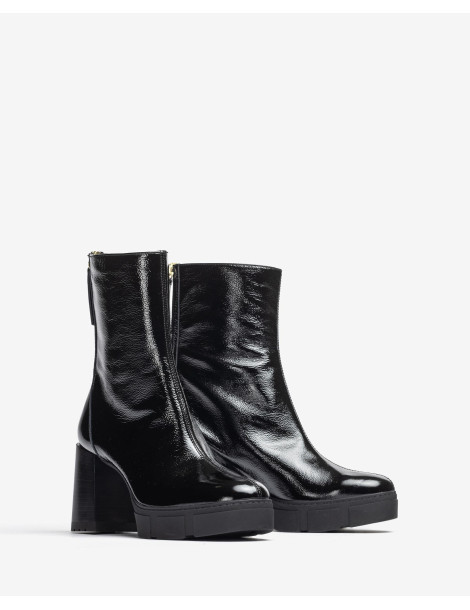 Bottines à bout rond avec talon haut et plateforme-Soldes Hiver-Chaussure femme Maroc