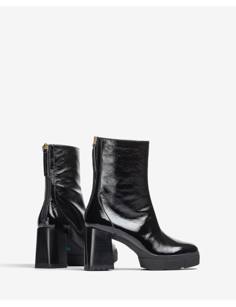 Bottines à bout rond avec talon haut et plateforme-Soldes Hiver-Chaussure femme Maroc