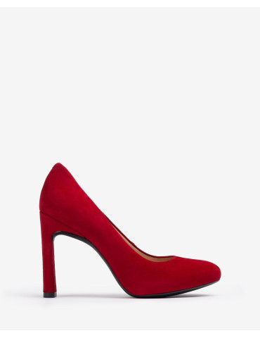 Escarpins en daim rouge avec plateforme interieure-Escarpins-Chaussure femme Maroc