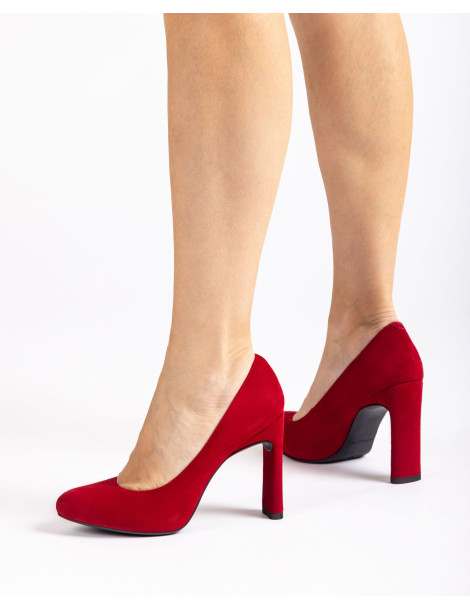 Escarpins en daim rouge avec plateforme interieure-Escarpins-Chaussure femme Maroc