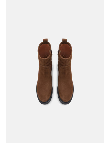 Bottines en daim marron avec semelle track-Bottes et bottines-Chaussure femme Maroc