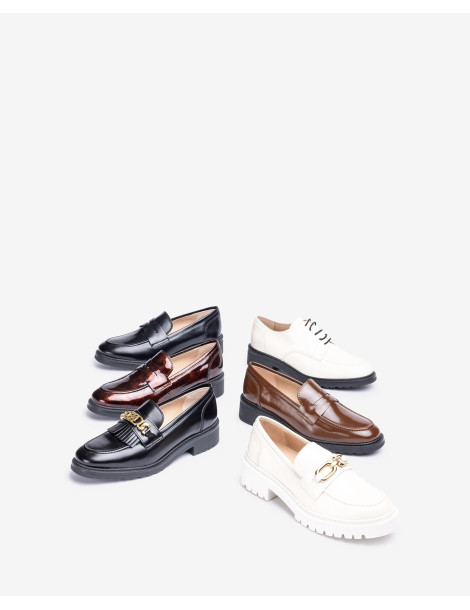 Mocassins avec semelle track black-Mocassins-Chaussure femme Maroc