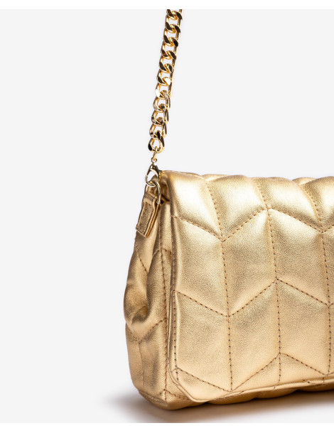 Petit sac matelassé en cuir metallisé platino-Collection été-Chaussure femme Maroc