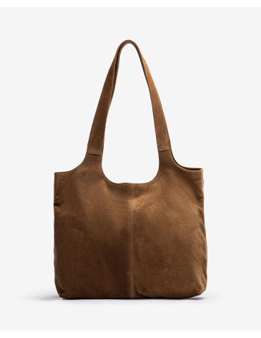 Sac taille moyenne en daim marron-Soldes Hiver-Chaussure femme Maroc