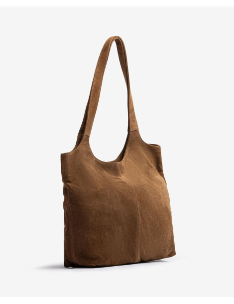 Sac taille moyenne en daim marron-Soldes Hiver-Chaussure femme Maroc