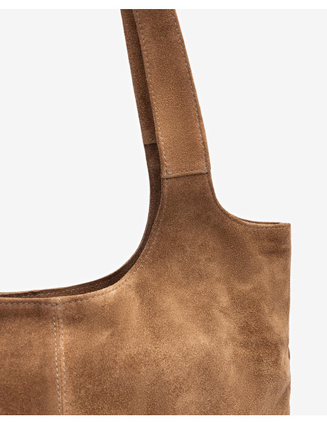 Sac taille moyenne en daim marron-Soldes Hiver-Chaussure femme Maroc