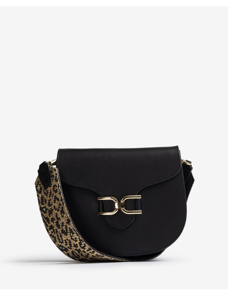 Sac type besace en cuir noir rigide-Sacs-Chaussure femme Maroc