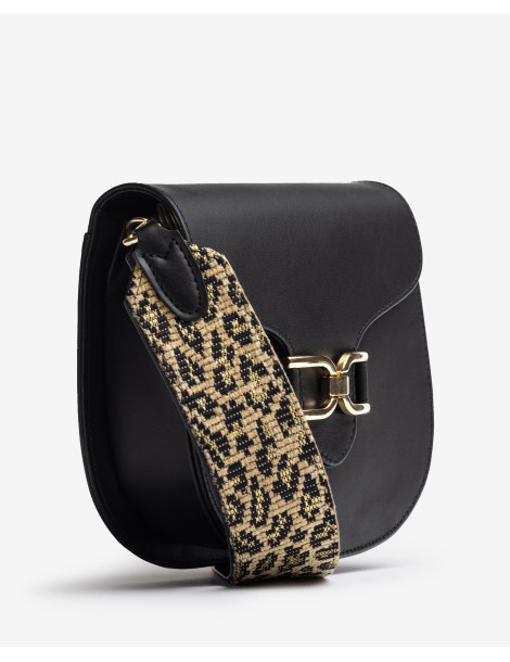 Sac type besace en cuir noir rigide-Sacs-Chaussure femme Maroc
