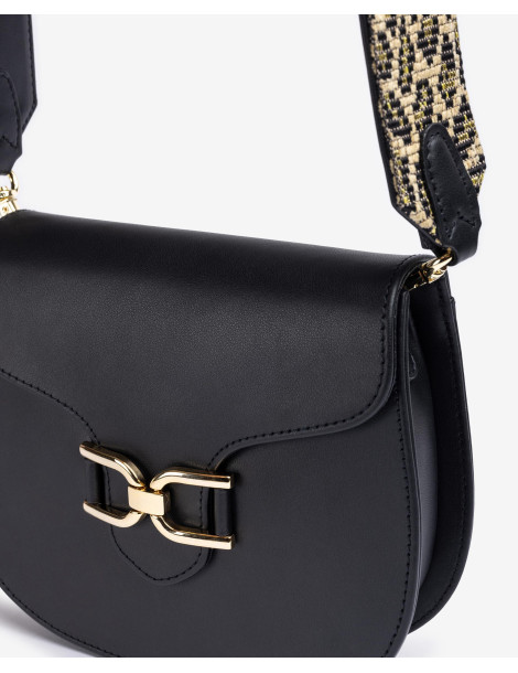 Sac type besace en cuir noir rigide-Sacs-Chaussure femme Maroc