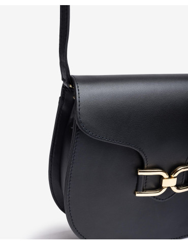 Sac type besace en cuir noir rigide-Sacs-Chaussure femme Maroc