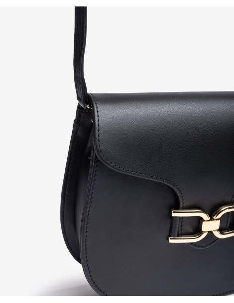 Sac type besace en cuir noir rigide-Sacs-Chaussure femme Maroc