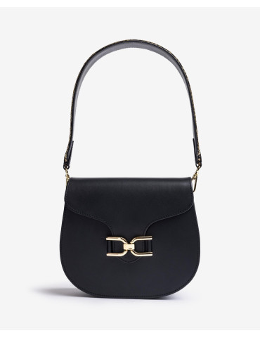 Sac type besace en cuir noir rigide-Sacs-Chaussure femme Maroc