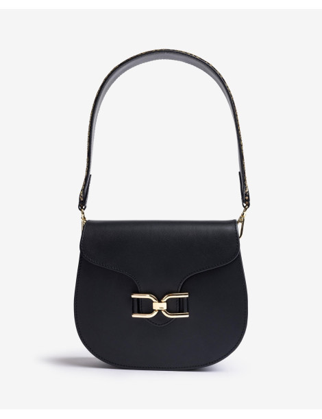 Sac type besace en cuir noir rigide-Sacs-Chaussure femme Maroc
