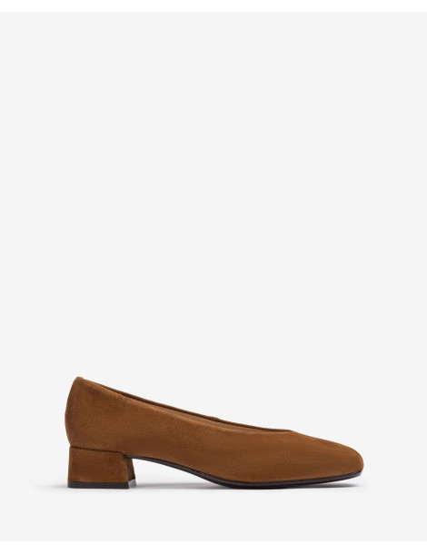 Escarpins en daim marron à bout carré-Escarpins-Chaussure femme Maroc