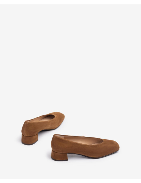 Escarpins en daim marron à bout carré-Escarpins-Chaussure femme Maroc