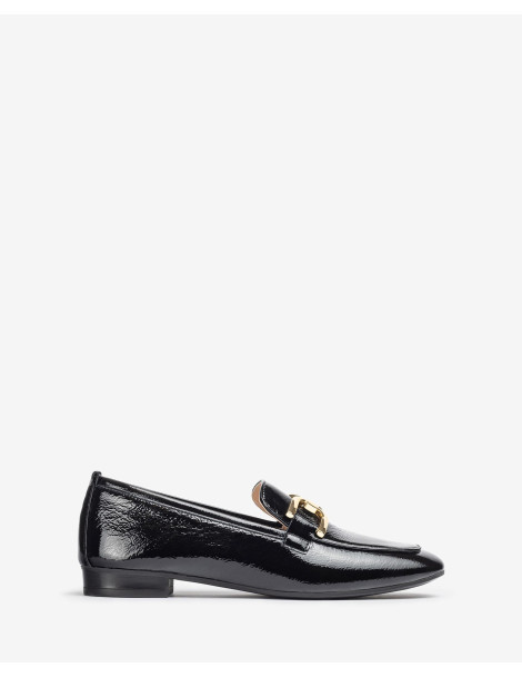 Mocassins à bout carré en cuir vernis noir-Mocassins-Chaussure femme Maroc