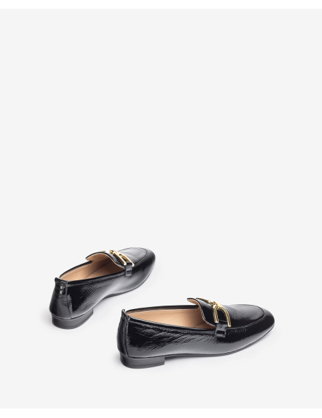Mocassins à bout carré en cuir vernis noir-Mocassins-Chaussure femme Maroc
