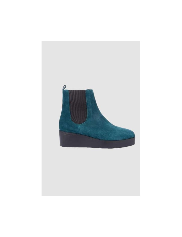Bottines en daim vert avec bande et fermeture éclair sur le coté-Bottes et bottines-Chaussure femme Maroc