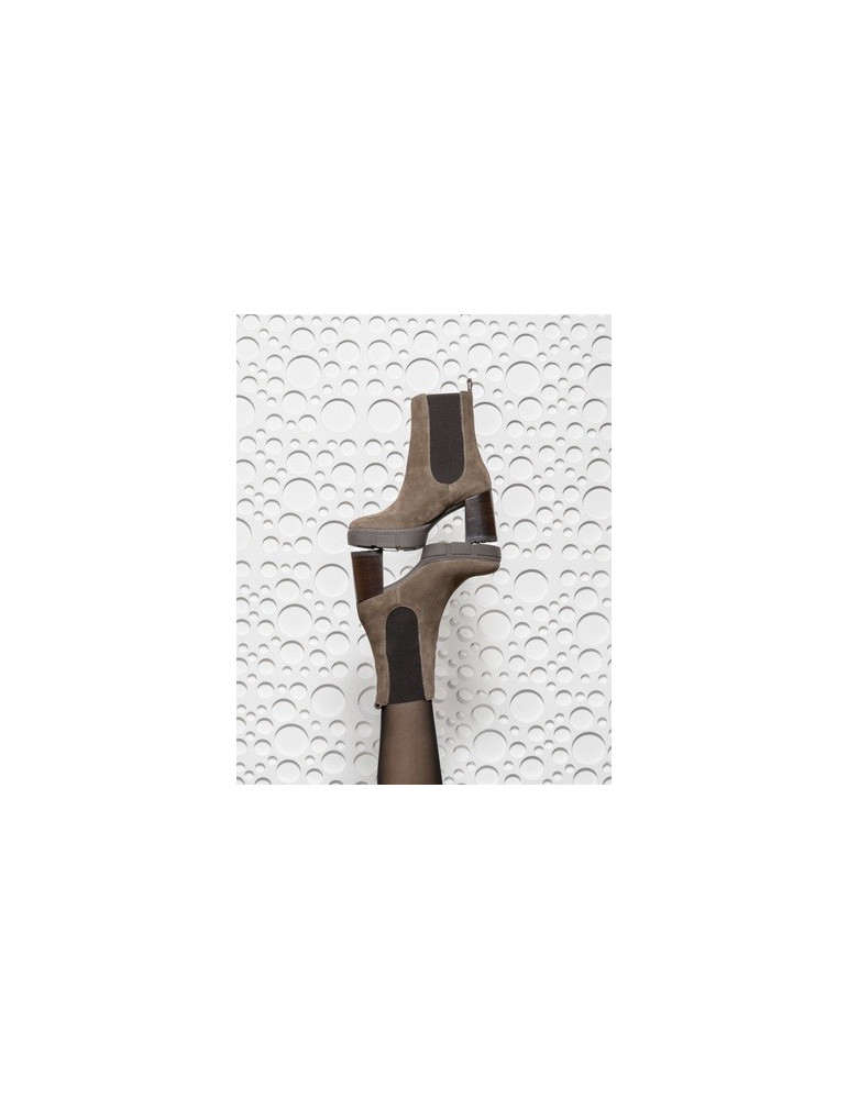 Bottines avec plateforme track en daim marron-Bottes et bottines-Chaussure femme Maroc