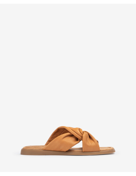 Mules plates avec brides croisées Marron-Collection été-Chaussure femme Maroc