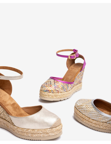 Espadrilles en raphia imprimé métallisé métallisé-Espadrilles-Chaussure femme Maroc