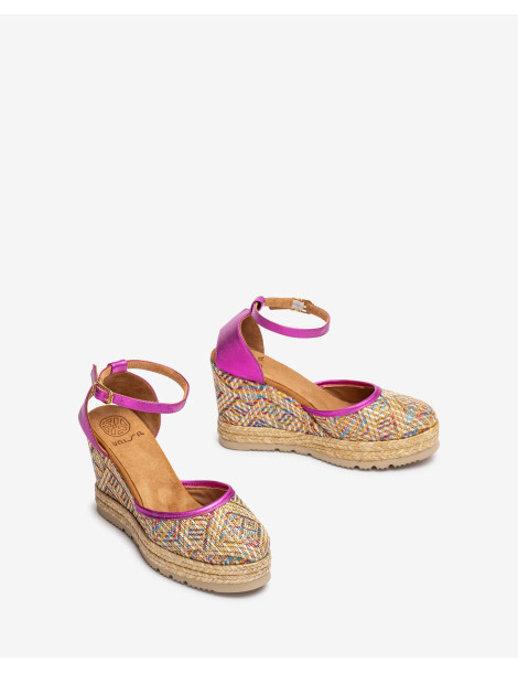 Espadrilles en raphia imprimé métallisé-Espadrilles-Chaussure femme Maroc