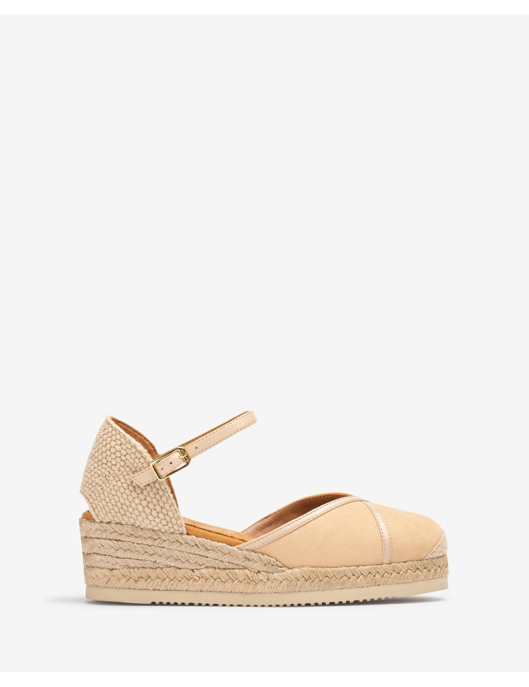 Espadrilles en cuir et daim-Soldes été-Chaussure femme Maroc