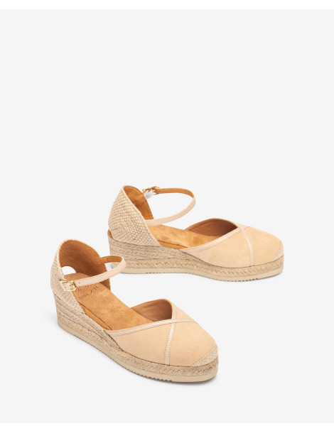 Espadrilles en cuir et daim-Soldes été-Chaussure femme Maroc