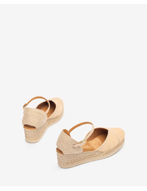 Espadrilles en cuir et daim-Soldes été-Chaussure femme Maroc