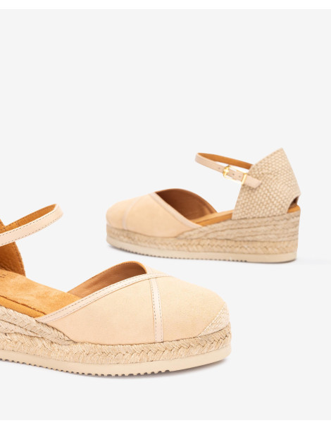 Espadrilles en cuir et daim-Soldes été-Chaussure femme Maroc