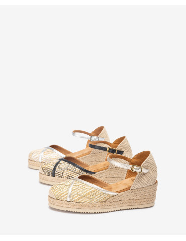 Espadrilles en raphia et cuir Noir-Espadrilles-Chaussure femme Maroc