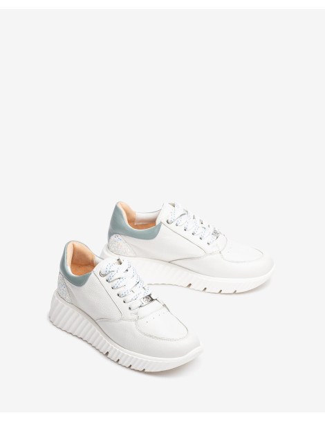 Baskets en cuir blanc/Jeans-Baskets-Chaussure femme Maroc