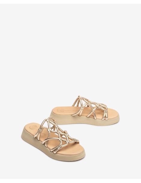 Mules à lanières métallisées-Collection été-Chaussure femme Maroc