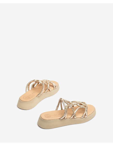 Mules à lanières métallisées-Collection été-Chaussure femme Maroc