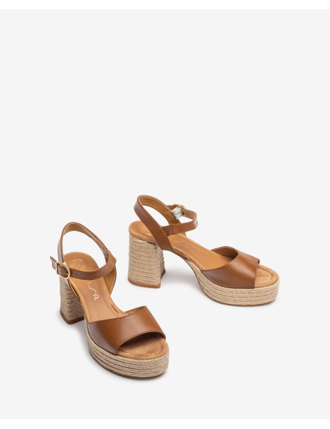 Sandales à talon et à plateforme en jute-Soldes été-Chaussure femme Maroc