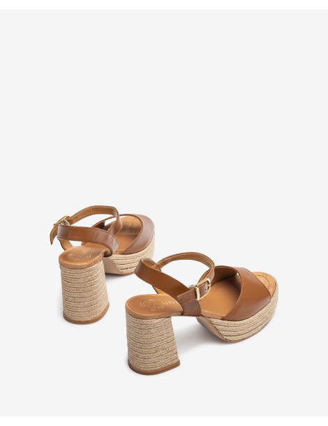 Sandales à talon et à plateforme en jute-Soldes été-Chaussure femme Maroc