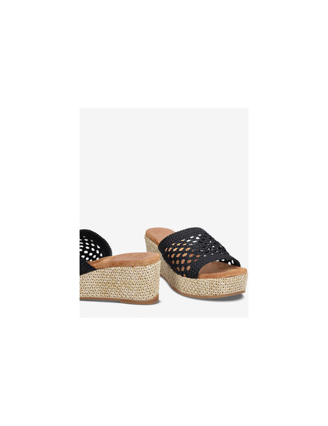 Mules compensées en cuir tressé-Soldes été-Chaussure femme Maroc