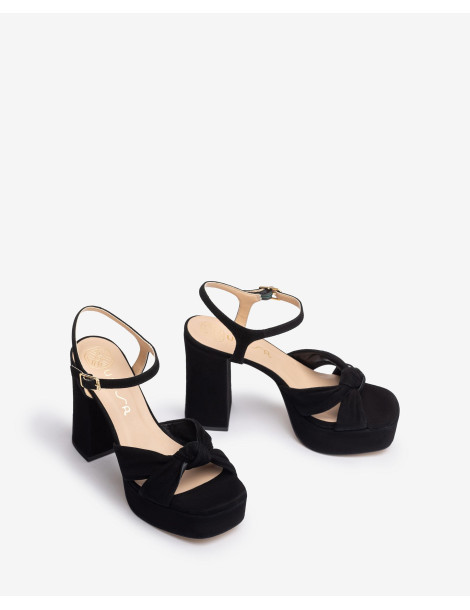 Sandales en daim avec plateforme et talon haut-Collection été-Chaussure femme Maroc
