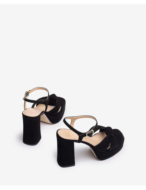 Sandales en daim avec plateforme et talon haut-Collection été-Chaussure femme Maroc