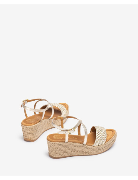 Sandales en raphia et cuir métallisé-Soldes été-Chaussure femme Maroc